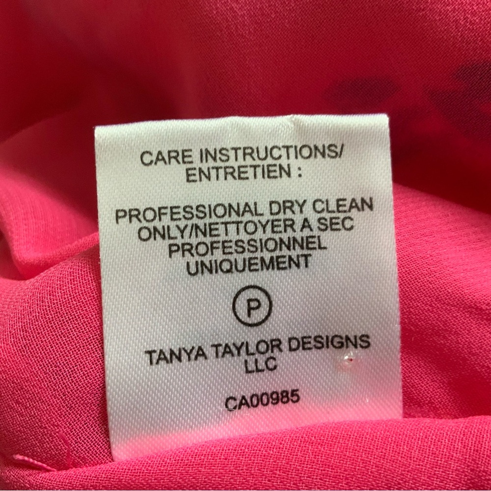 TANYA TAYLOR Kayla Dress Falling Floral Flower Ruffle Silk Event Hot Pink Size 0 - Picture 13 of 16